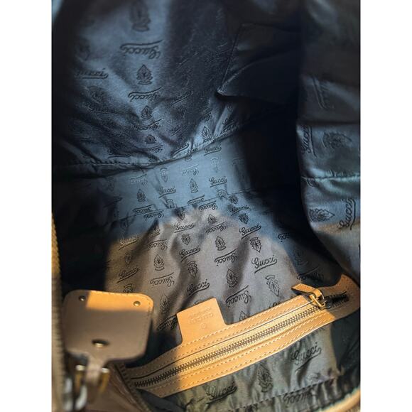 Vintage Gucci Tan Leather Hobo Shoulder Bag Gold Hardware Made in Italy - Picture 11 of 15